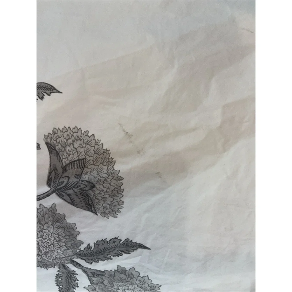 Pottery Barn Annelyse Duvet Cover Gray white cotton percale floral RARE KING